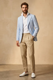 MANSSINO™ | Men's Light Blue Striped Seersucker Notch Lapel 2-Piece Suit