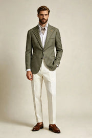 MANSSINO™ | Men's Sage Green Pinstripe Notch Lapel 2 Piece Suit