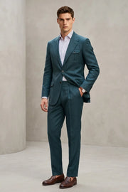 MANSSINO™ | Men's Teal Slim Fit 2-Piece Safari Suit