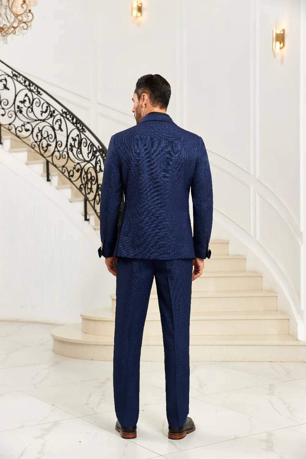 MANSSINO™ | Men's Royal Blue Shawl-Collar Two-Piece Suit (SALE)