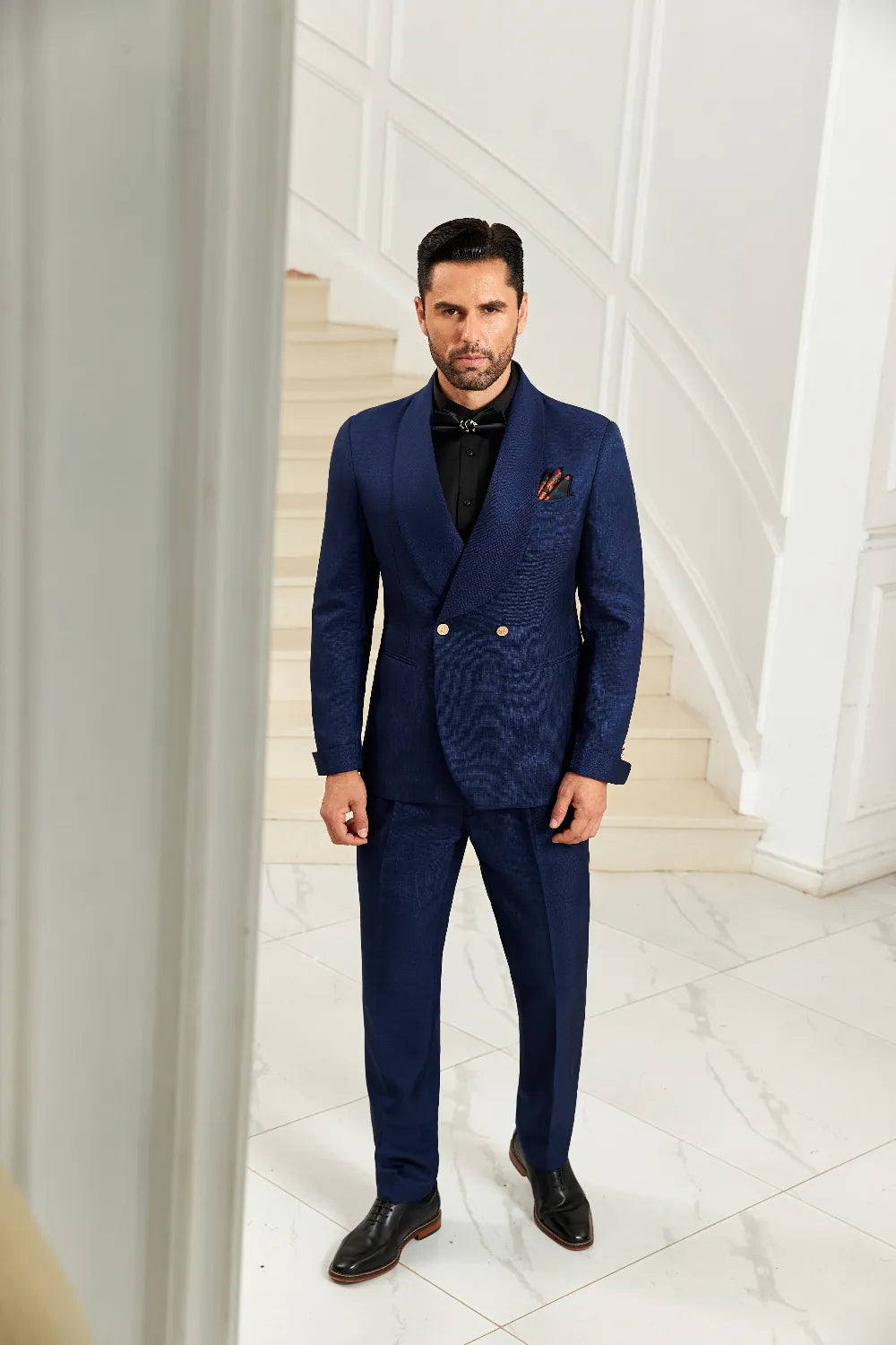 MANSSINO™ | Men's Royal Blue Shawl-Collar Two-Piece Suit (SALE)