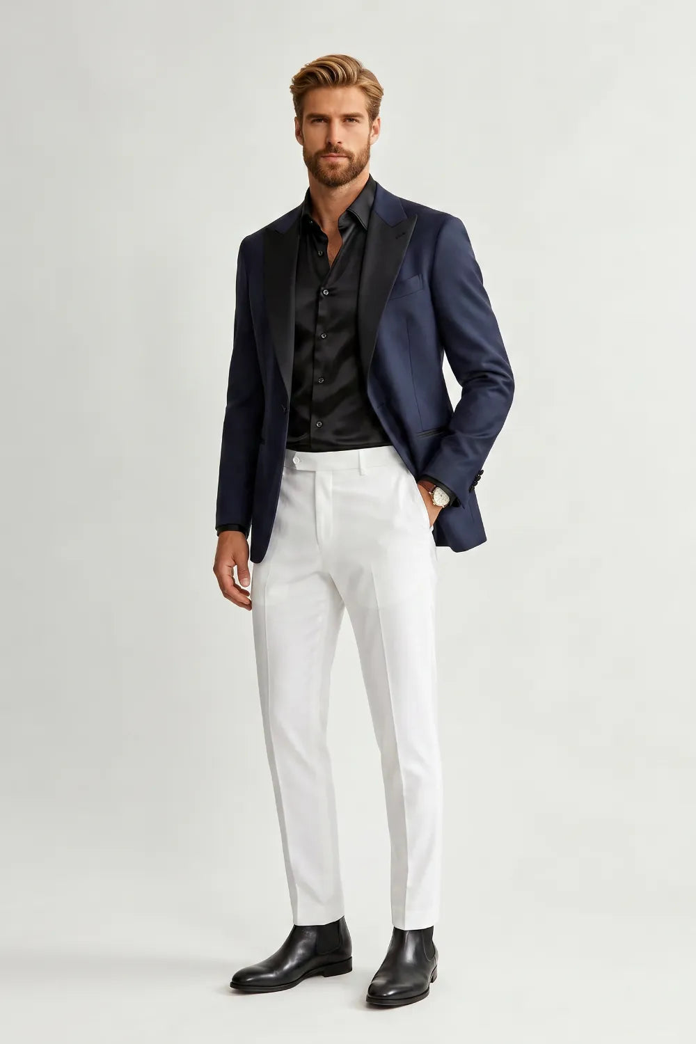 MANSSINO™ | Men's Modern Navy 2 Piece Suit
