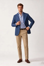 MANSSINO™ | Men's Navy Blue Pinstripe Wide Notch Lapel 2 Piece Suit