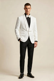 MANSSINO™ | Men's White Jacquard Shawl Lapel 2-Piece Tuxedo Suit