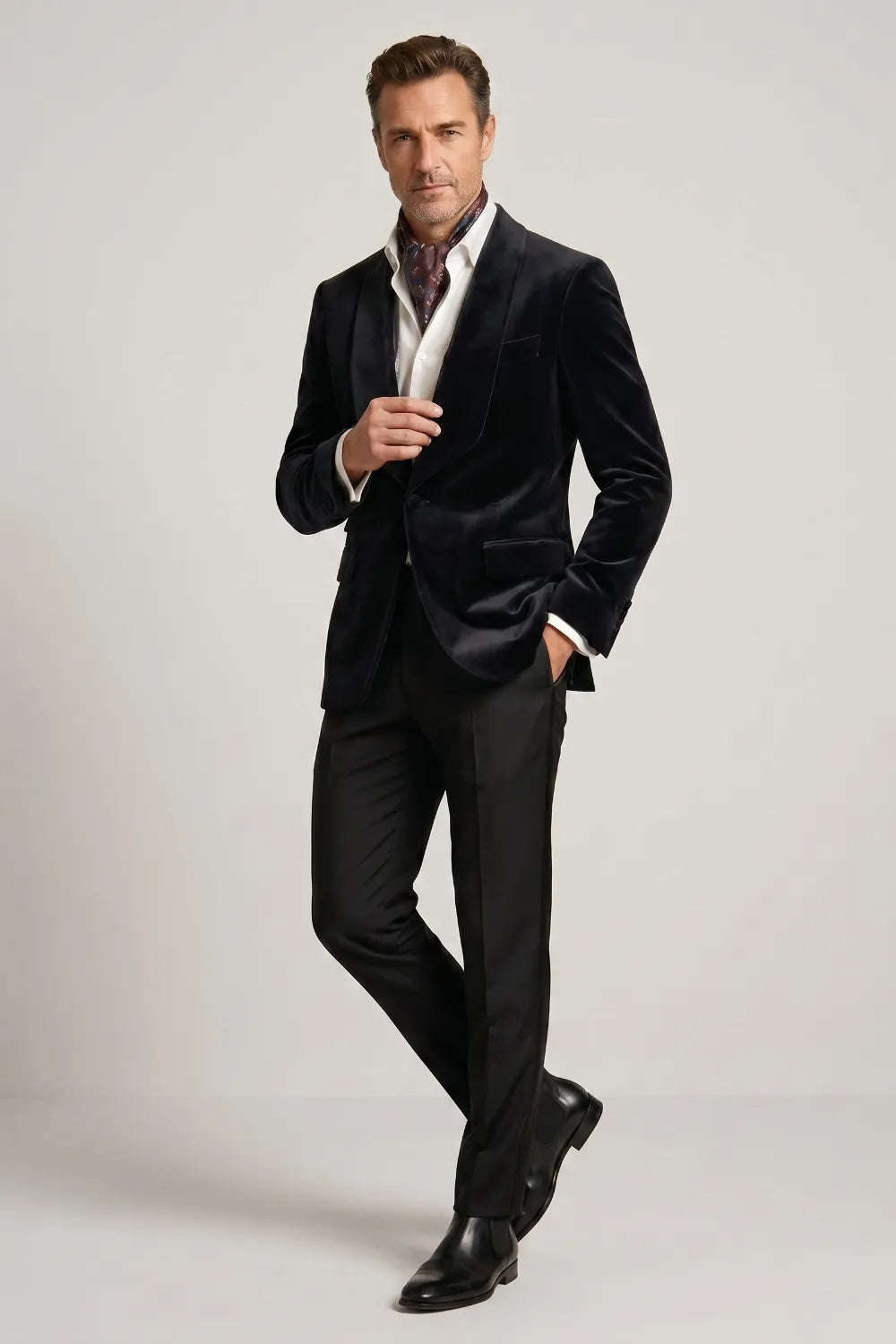 MANSSINO™ | Men's Black Velvet Single Breasted 2-Piece Tuxedo Suit