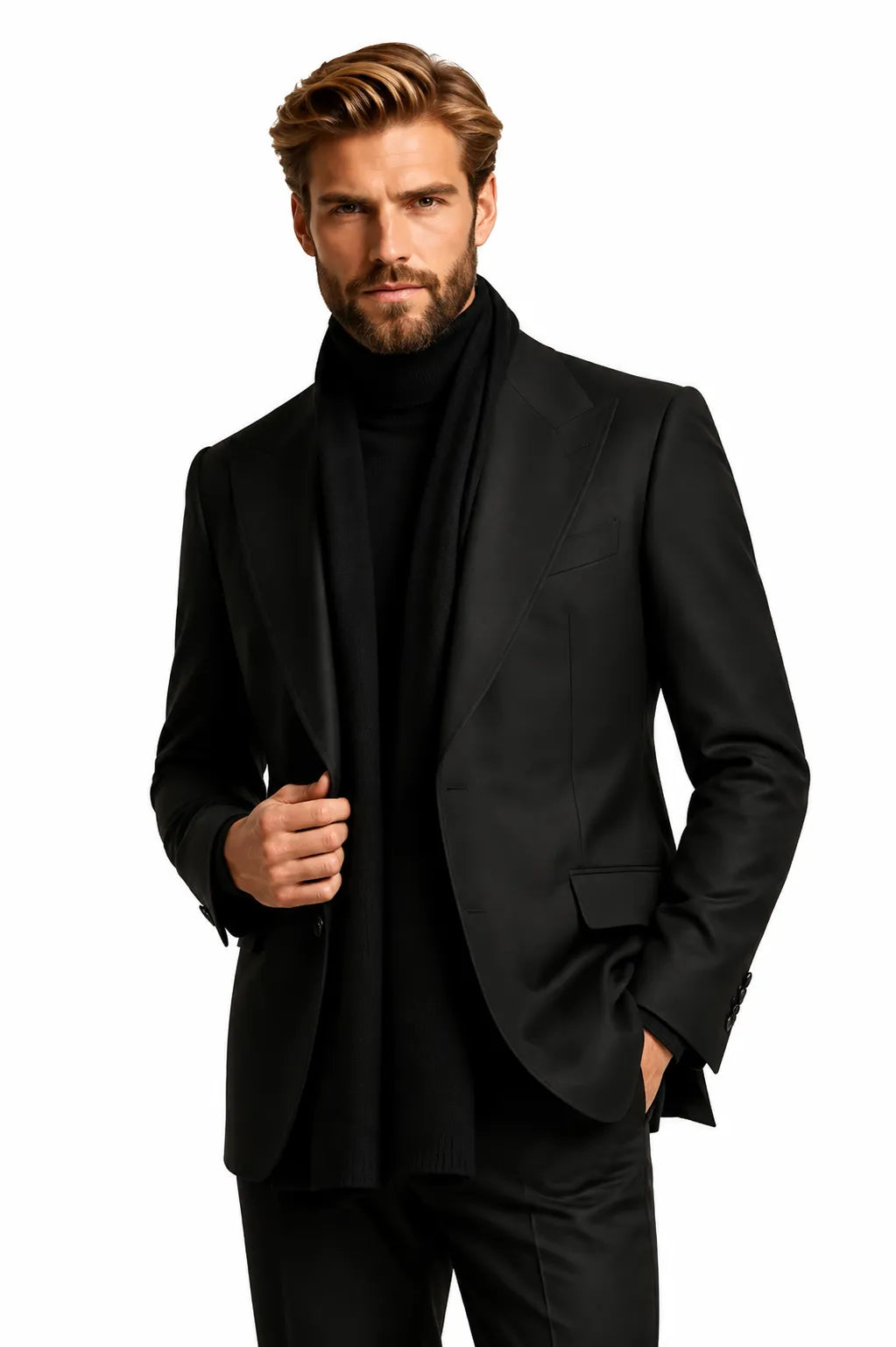 MANSSINO™ | Men's Black Slim Fit 2-Piece Suit