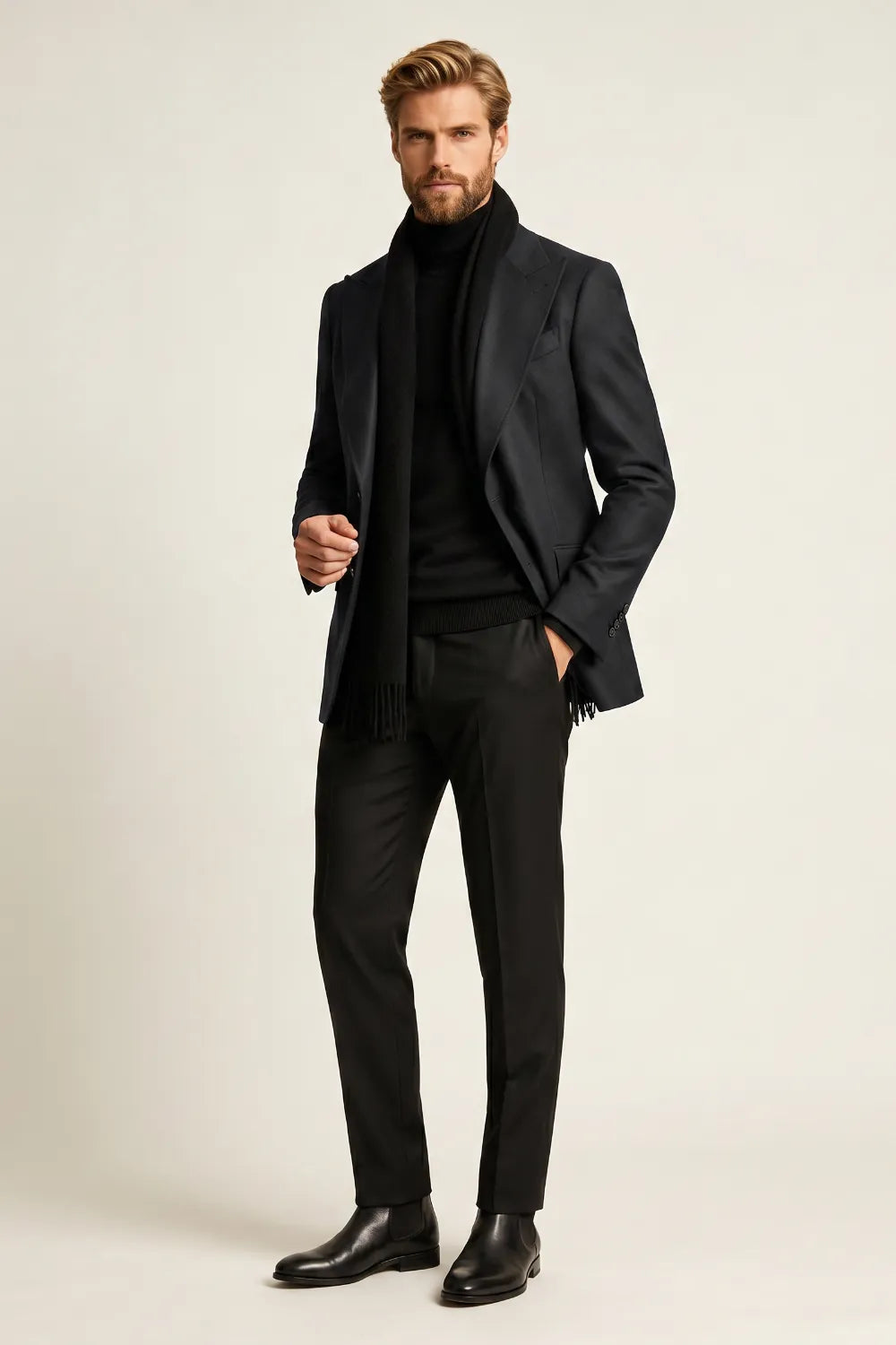 MANSSINO™ | Men's Black Slim Fit 2-Piece Suit