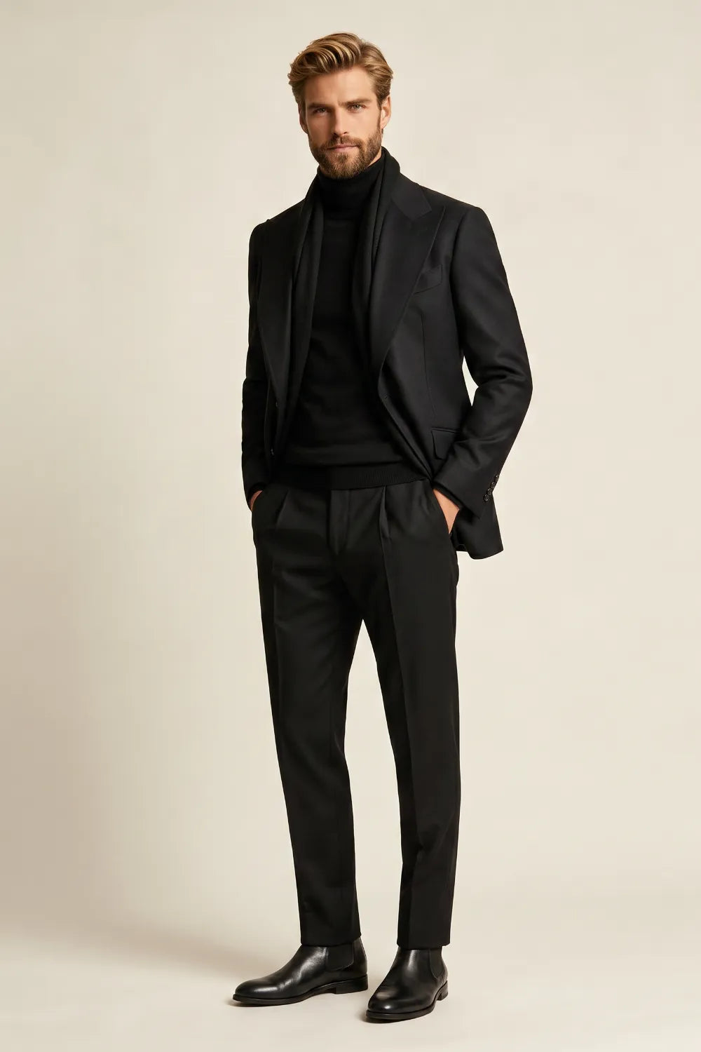 MANSSINO™ | Men's Black Slim Fit 2-Piece Suit
