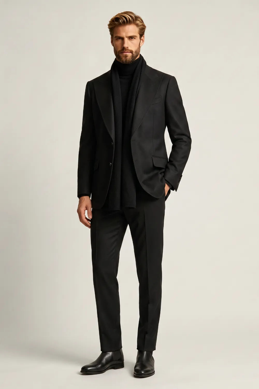 MANSSINO™ | Men's Black Slim Fit 2-Piece Suit