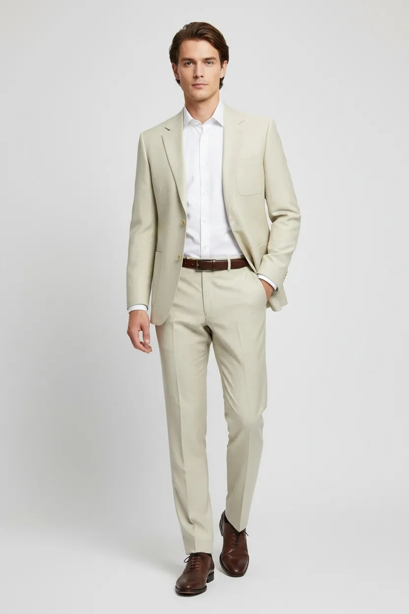 MANSSINO™ | Men's Beige Linen 2-Piece Suits