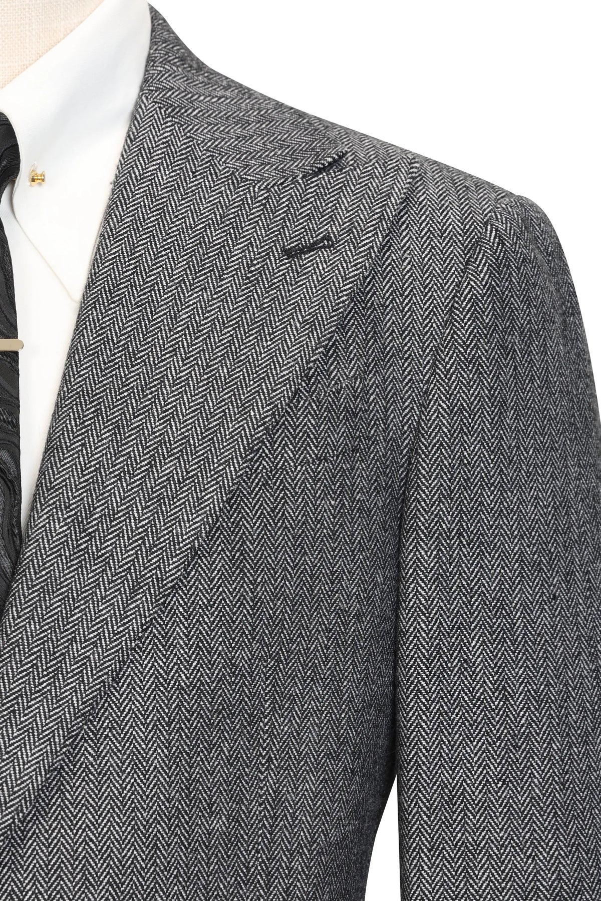 MANSSINO™ | Men's Dark Grey Herringbone 3-Piece Suit