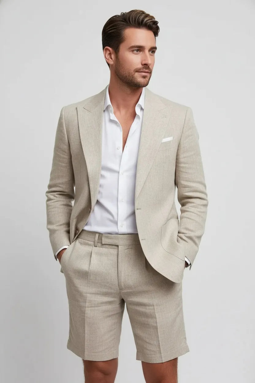 MANSSINO™ | Men's Smart Casual Linen Blazer and Shorts 2-Piece Suit