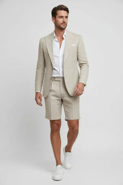 MANSSINO™ | Men's Smart Casual Linen Blazer and Shorts 2-Piece Suit