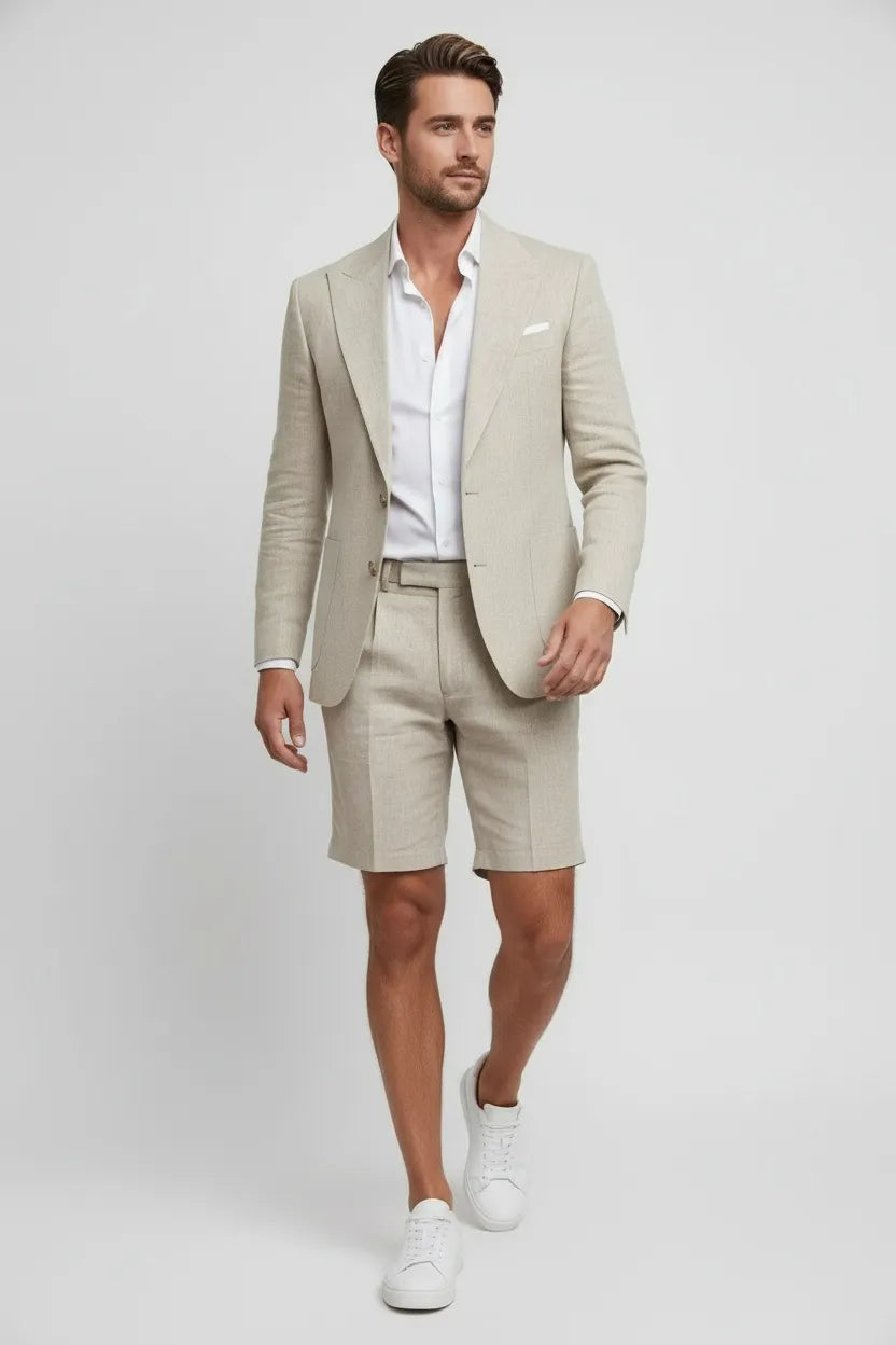 MANSSINO™ | Men's Smart Casual Linen Blazer and Shorts 2-Piece Suit