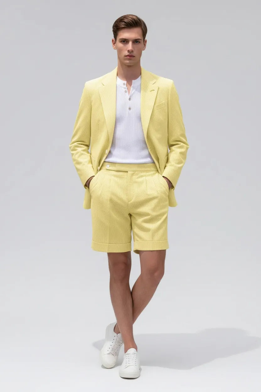 MANSSINO™ | Men's Seersucker Summer Blazer and Shorts 2-Piece Suit