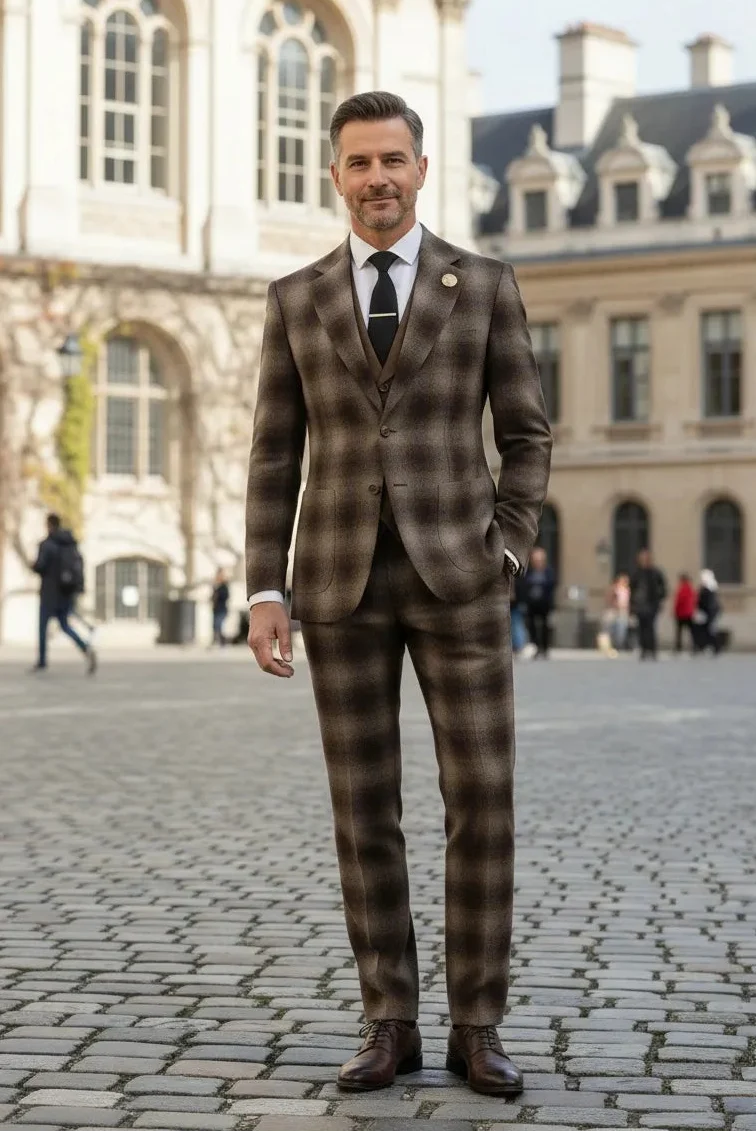 MANSSINO™ | Men's Modern Plaid Tweed 2-Piece Suit