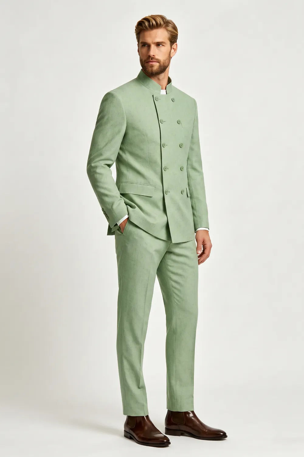 MANSSINO™ | Men's Linen Double-Breasted 2-Piece Suit
