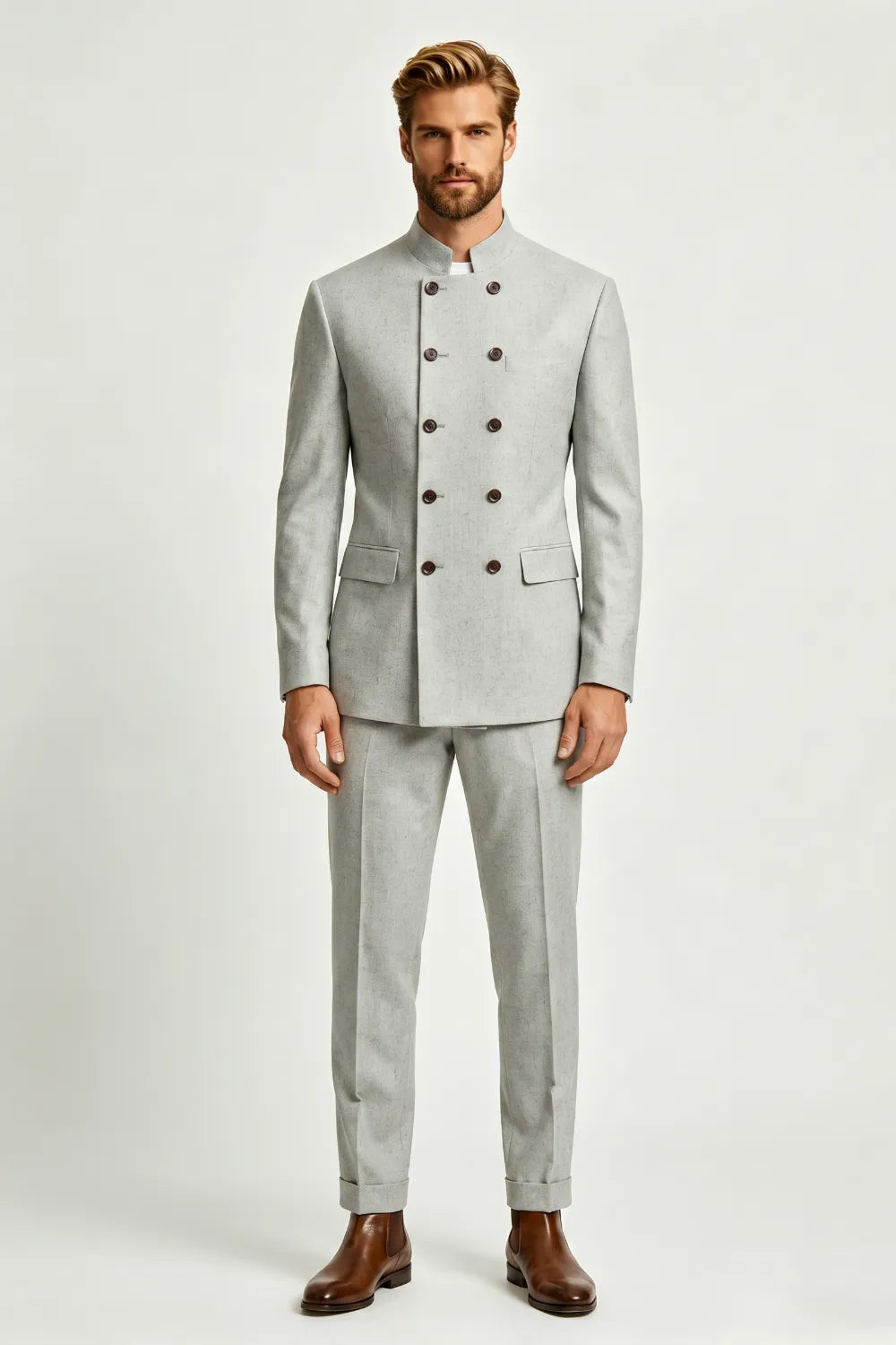 MANSSINO™ | Men's Linen Double-Breasted 2-Piece Suit