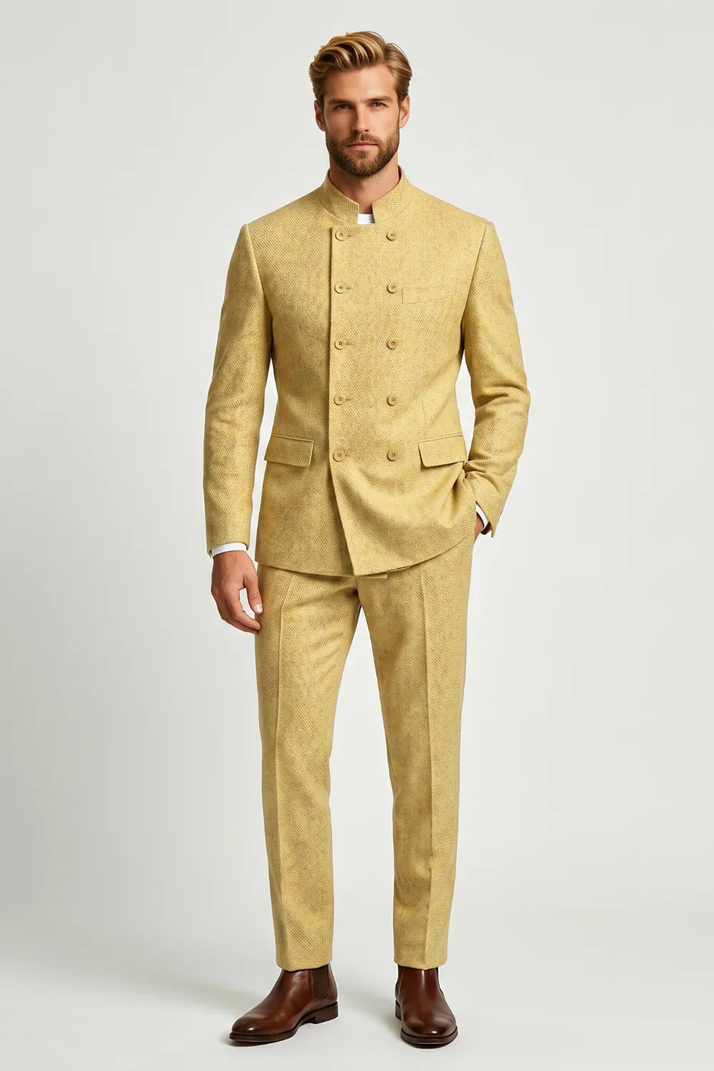 MANSSINO™ | Men's Linen Double-Breasted 2-Piece Suit