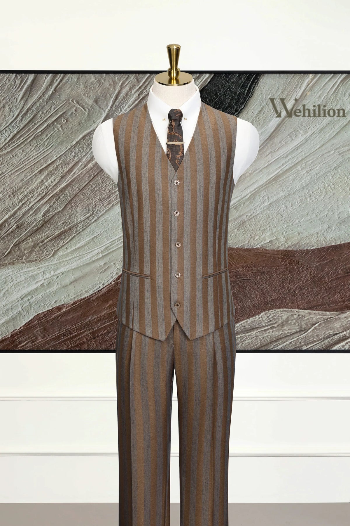 MANSSINO™ | Men's Bold Wide-Stripe 3-Piece Suits
