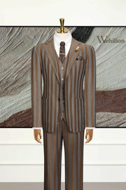 MANSSINO™ | Men's Bold Wide-Stripe 3-Piece Suits