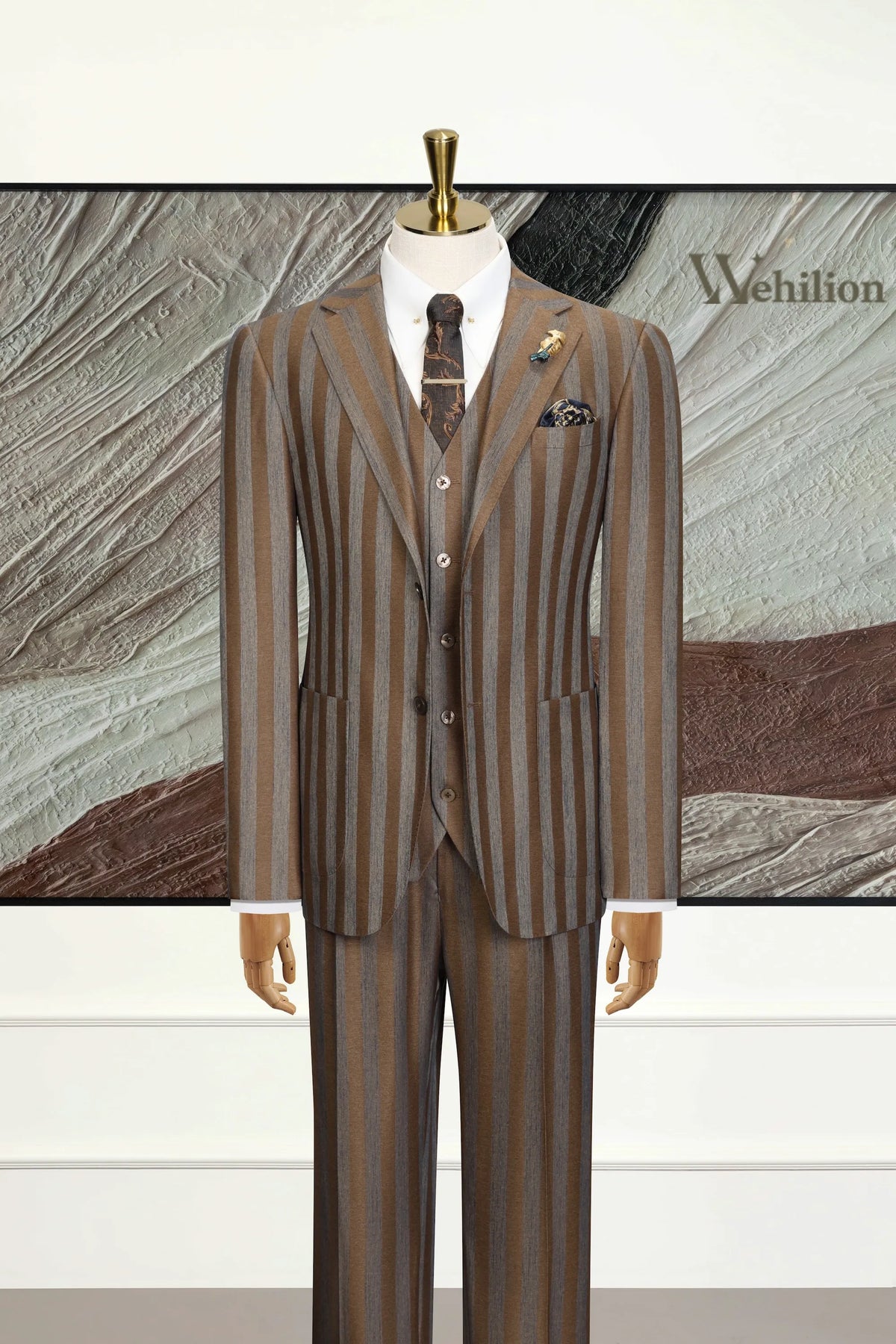 MANSSINO™ | Men's Bold Wide-Stripe 3-Piece Suits