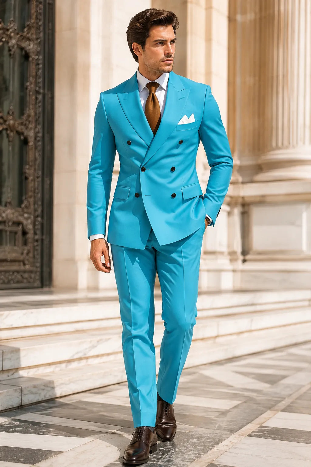 MANSSINO™ | Men's Peak Lapel Double-Breasted 2-Piece Suit