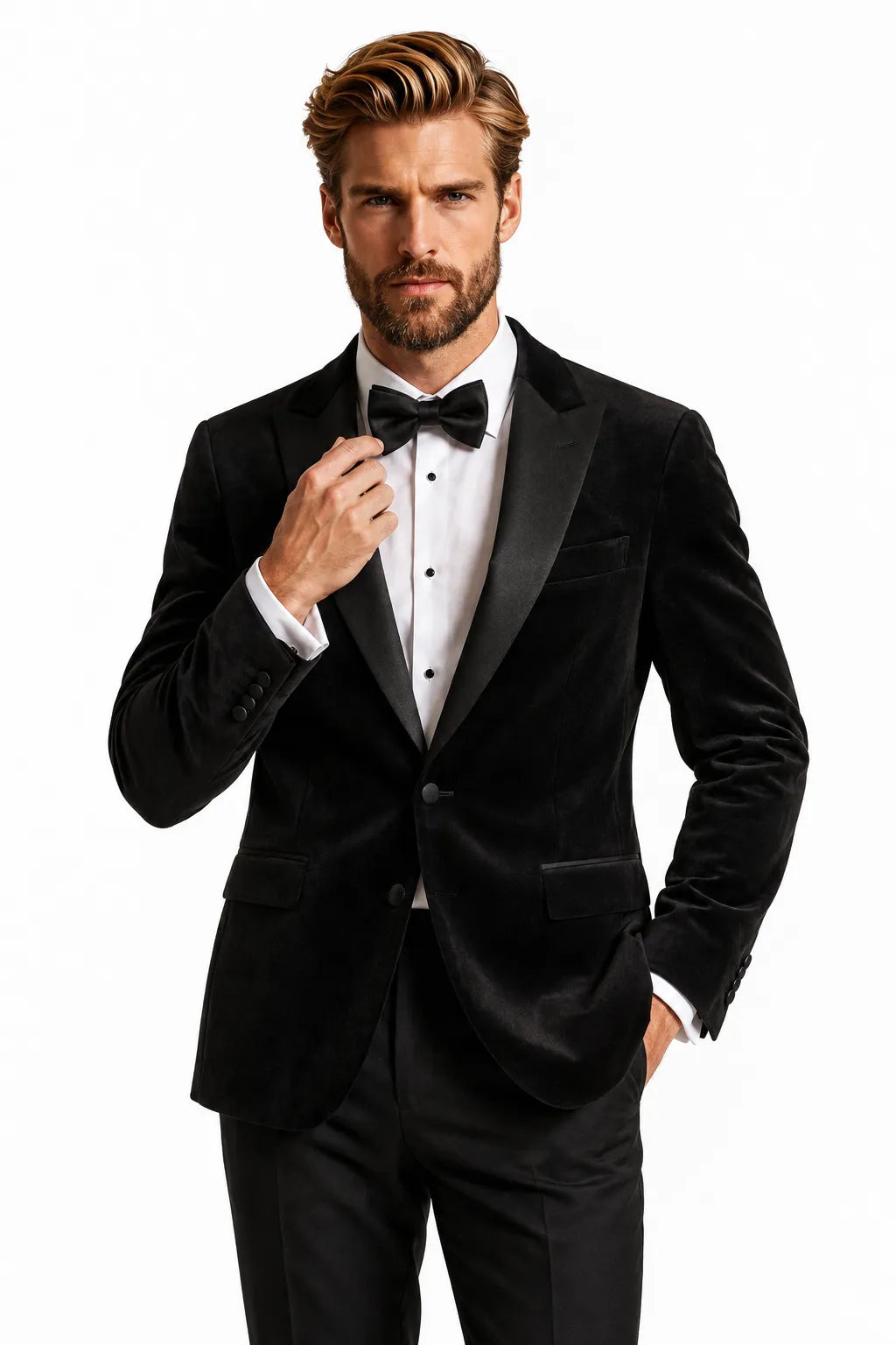 MANSSINO™ | Men's Luxury Black Velvet 2 Piece Suit