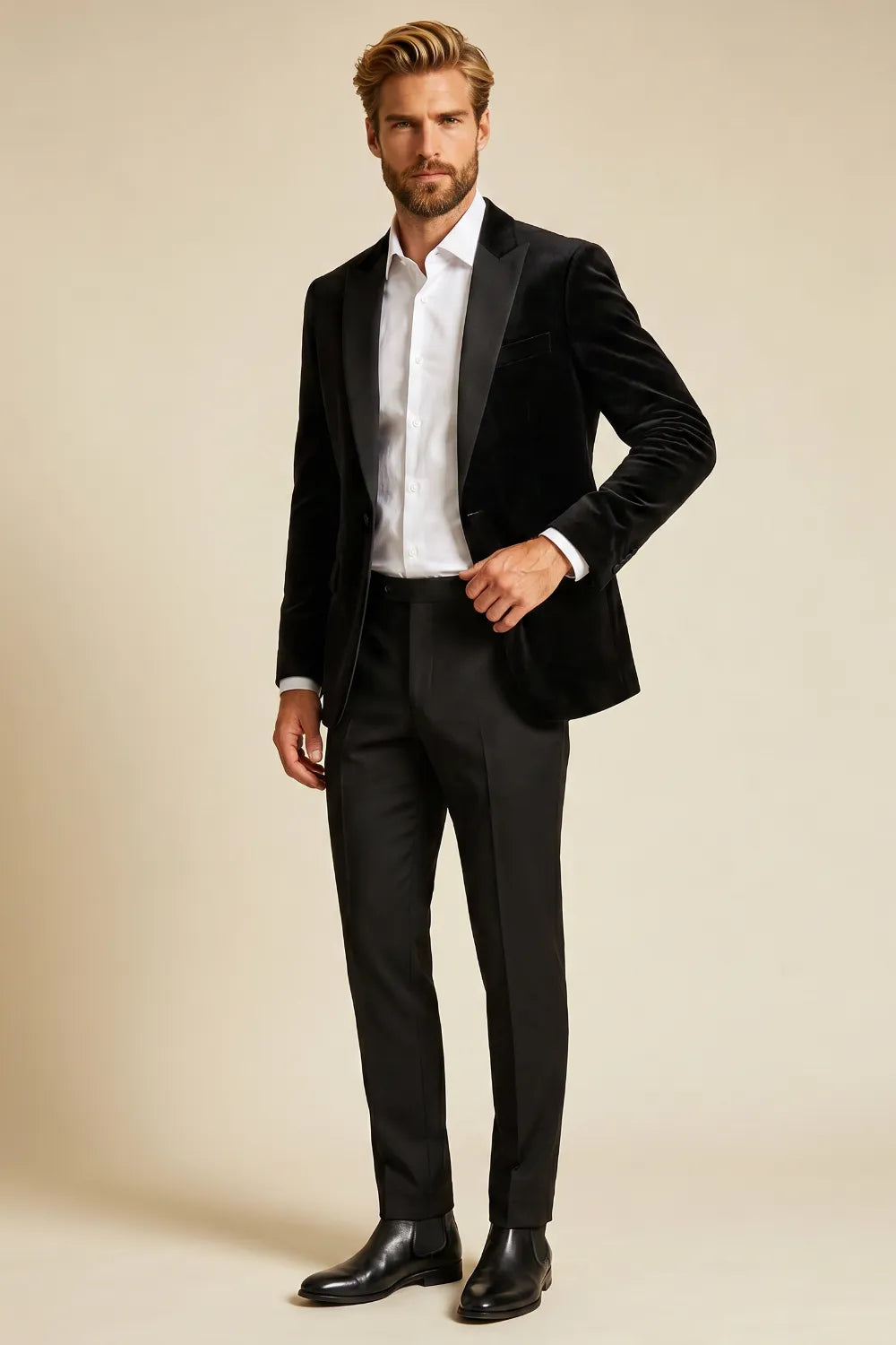 MANSSINO™ | Men's Luxury Black Velvet 2 Piece Suit