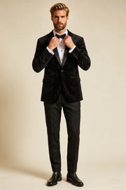 MANSSINO™ | Men's Luxury Black Velvet 2 Piece Suit