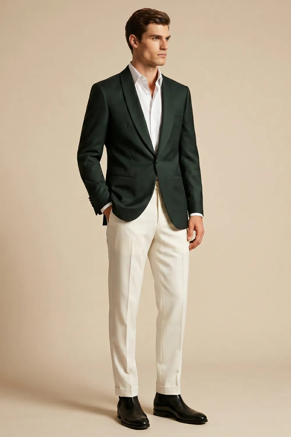 MANSSINO™ | Men's Dark Green Shawl Lapel 2-Piece Suit