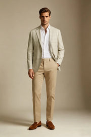 MANSSINO™ | Men's Light Beige Prince of Wales Check 2-Piece Suit