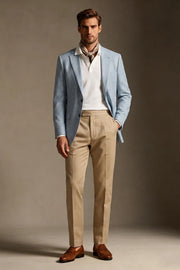 MANSSINO™ | Men's Light Blue Houndstooth Single-Breasted 2-Piece Suit