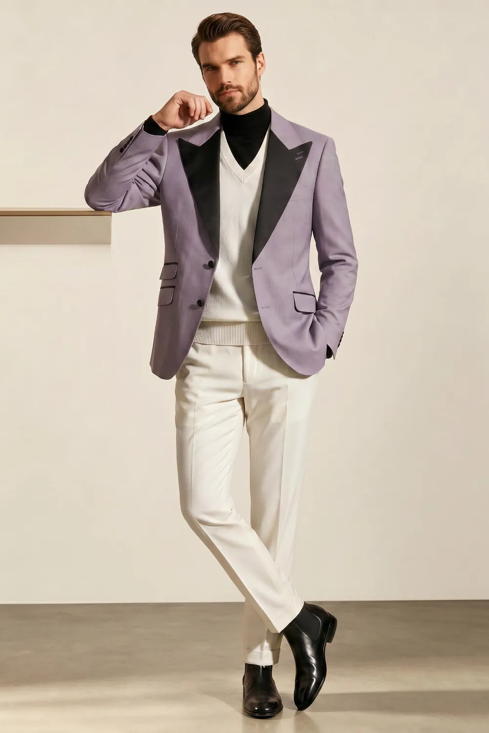 MANSSINO™ | Men's Lilac Wide Peak Lapel 2-Piece Suit