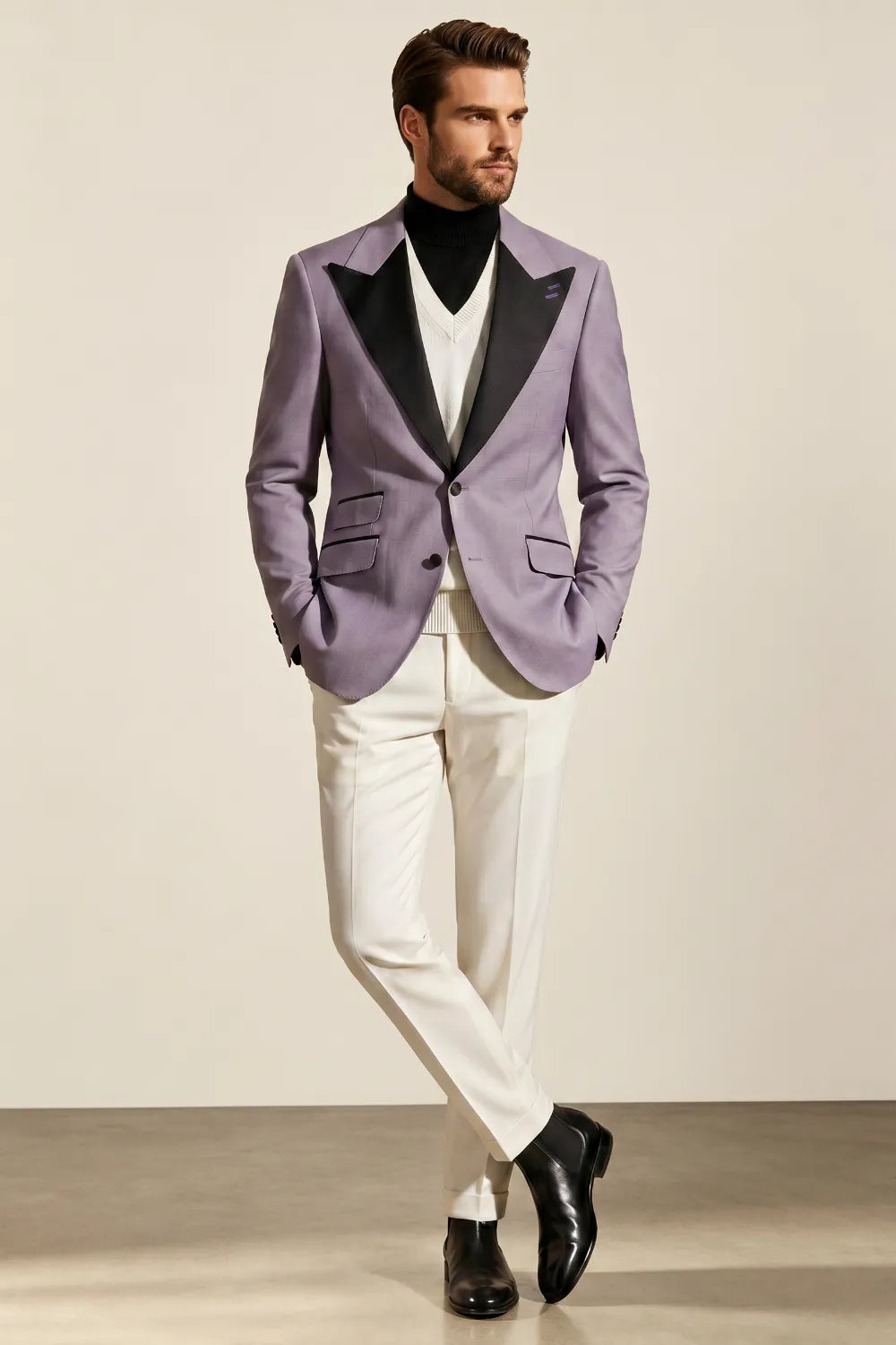 MANSSINO™ | Men's Lilac Wide Peak Lapel 2-Piece Suit