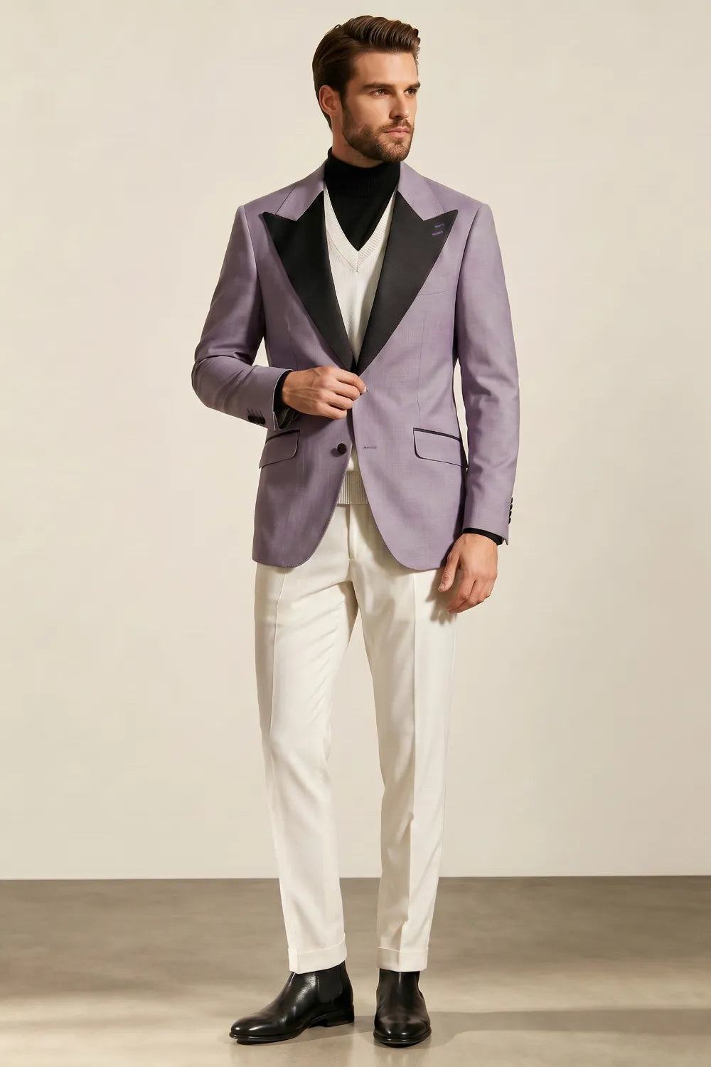 MANSSINO™ | Men's Lilac Wide Peak Lapel 2-Piece Suit
