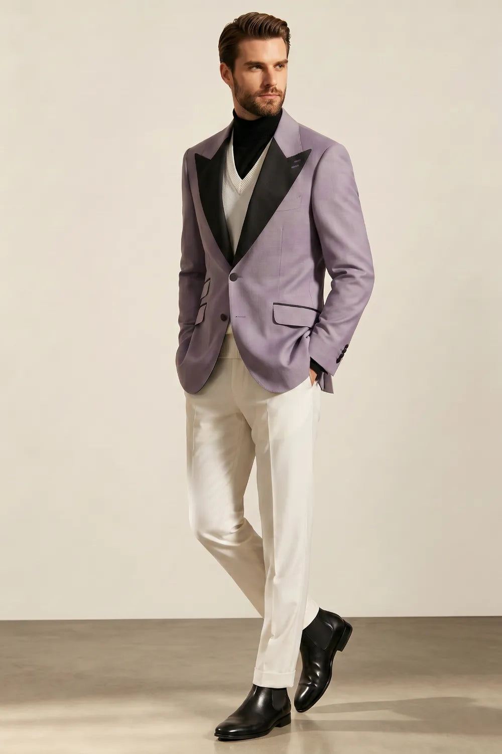 MANSSINO™ | Men's Lilac Wide Peak Lapel 2-Piece Suit