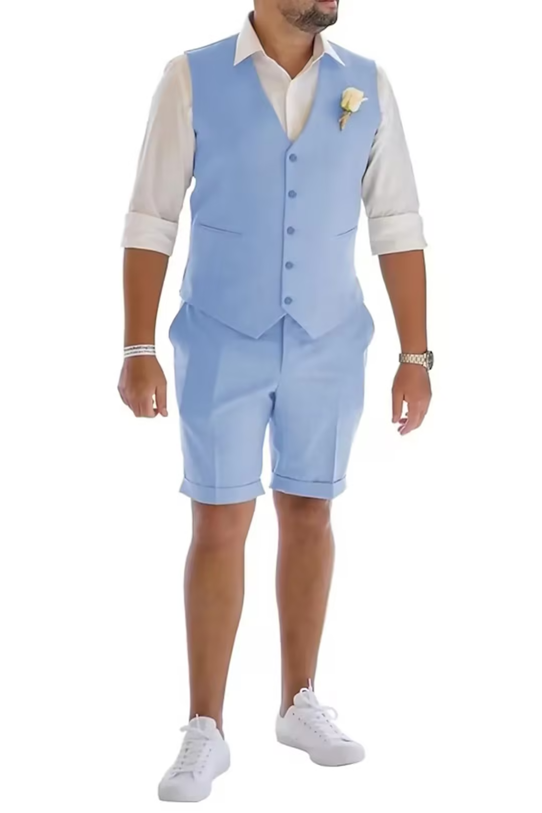 MANSSINO™ | Men's Linen Vest and Shorts 2-Piece Suit