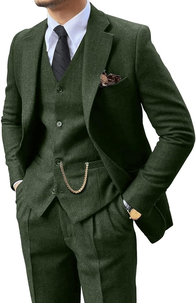 MANSSINO™ | Men's Herringbone Three-Piece Suit