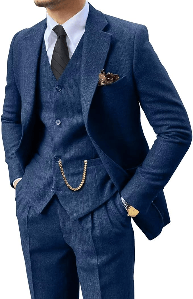 MANSSINO™ | Men's Herringbone Three-Piece Suit
