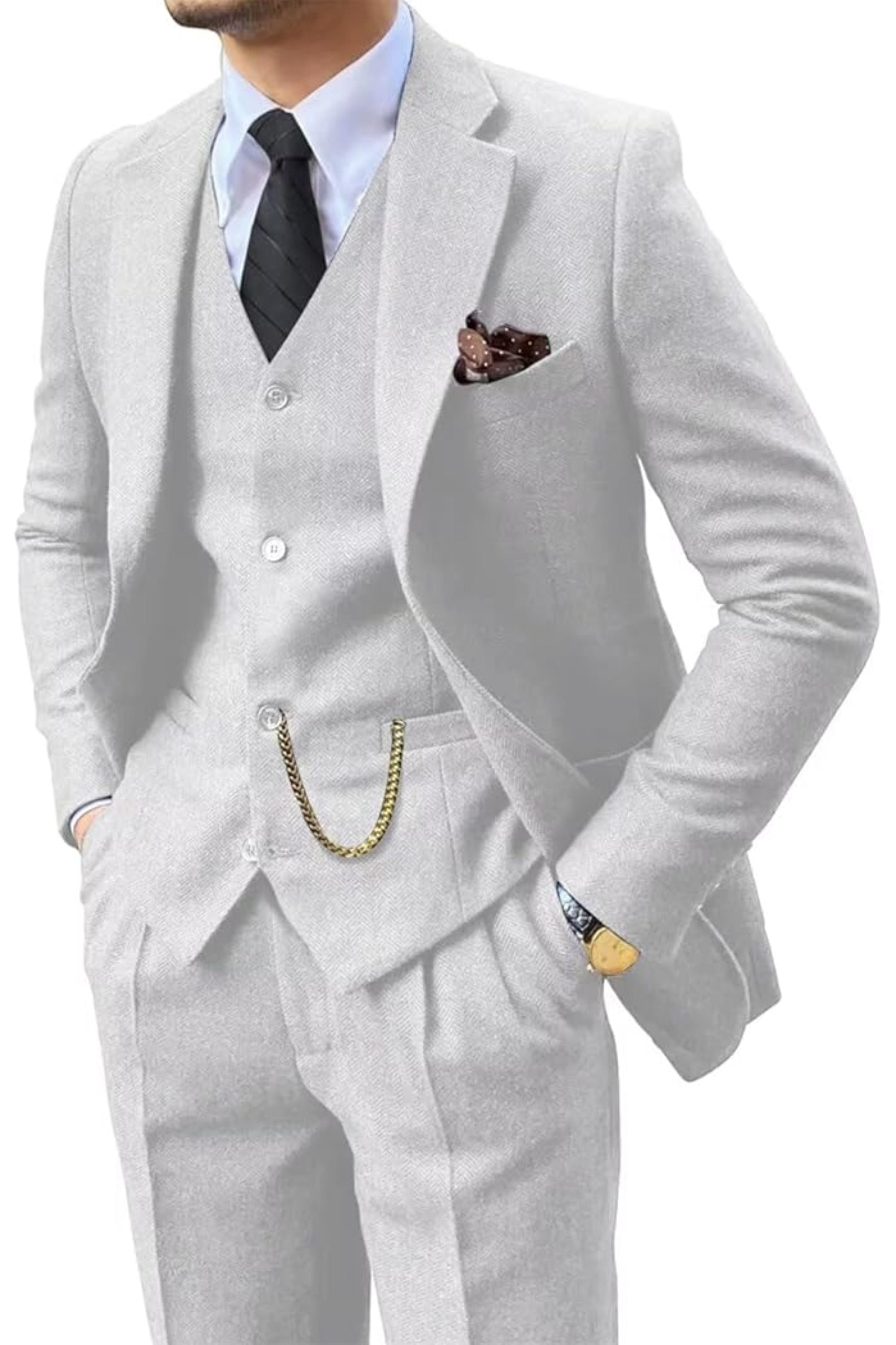 MANSSINO™ | Men's Herringbone Three-Piece Suit