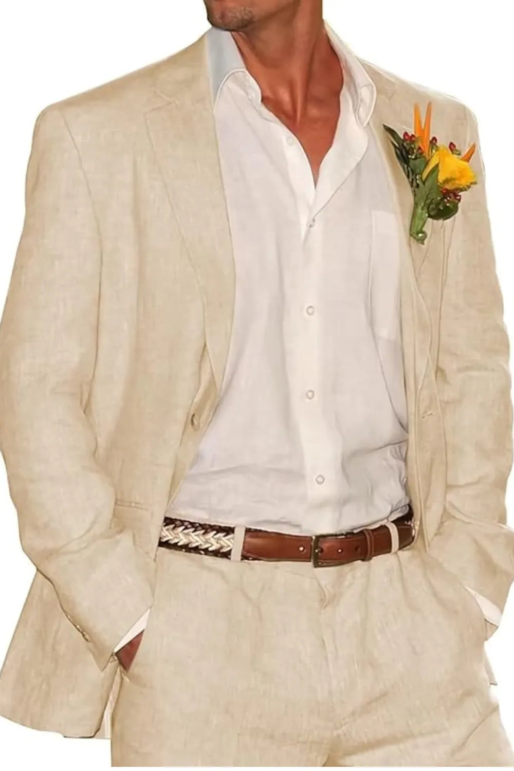 MANSSINO™ | Men's Linen Casual Summer Beach Wedding 2-Piece Suit
