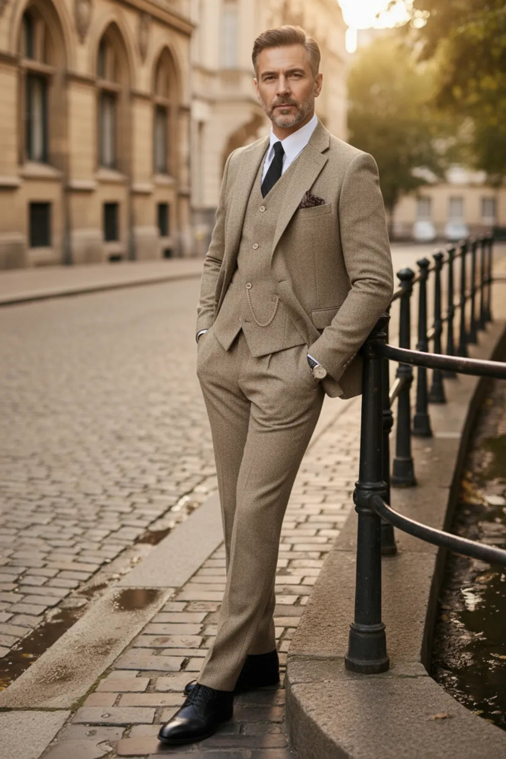 MANSSINO™ | Men's Windsor Heritage Herringbone 3 Piece Suit