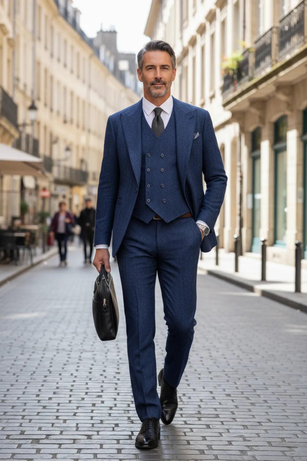 MANSSINO™ | Men's Savile Row Herringbone 3-Piece Suits