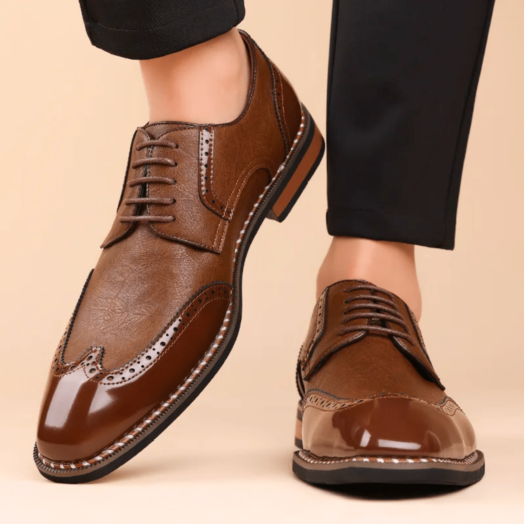 MANSSINO™ | Men's Two-Tone Full-Grain Leather Oxford