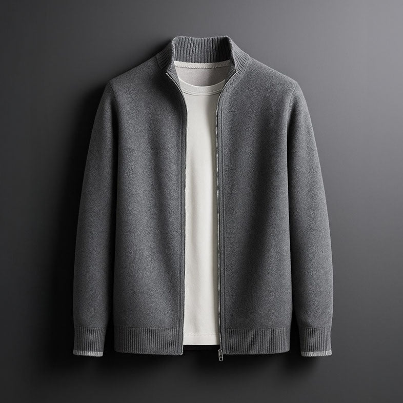 MANSSINO™ | Contrast-Trim Full-Zip Knit