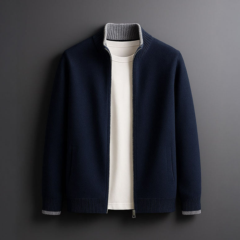 MANSSINO™ | Contrast-Trim Full-Zip Knit